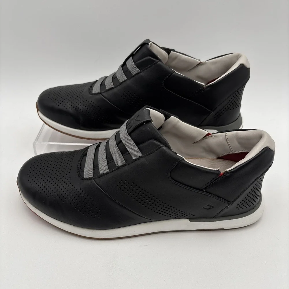 Kizik Boston‎ Black Leather Shoes Mens Size 9 M Hands Free Slip On Sneakers